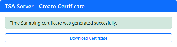 The certificate was generated