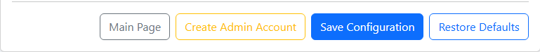 The buttons at the bottom of the configuration page, with Create Admin Account