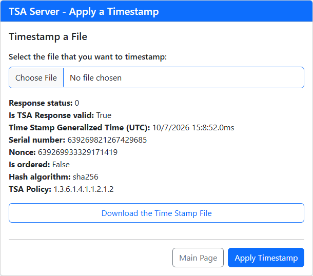 A file was time stamped
