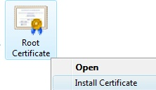 Install Certificate in the menu of the certificate file